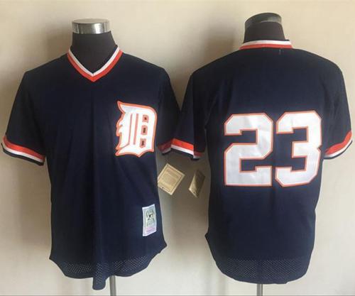 Mitchell and Ness 1984 Tigers #23 Kirk Gibson Blue Throwback Stitched MLB Jersey - Click Image to Close